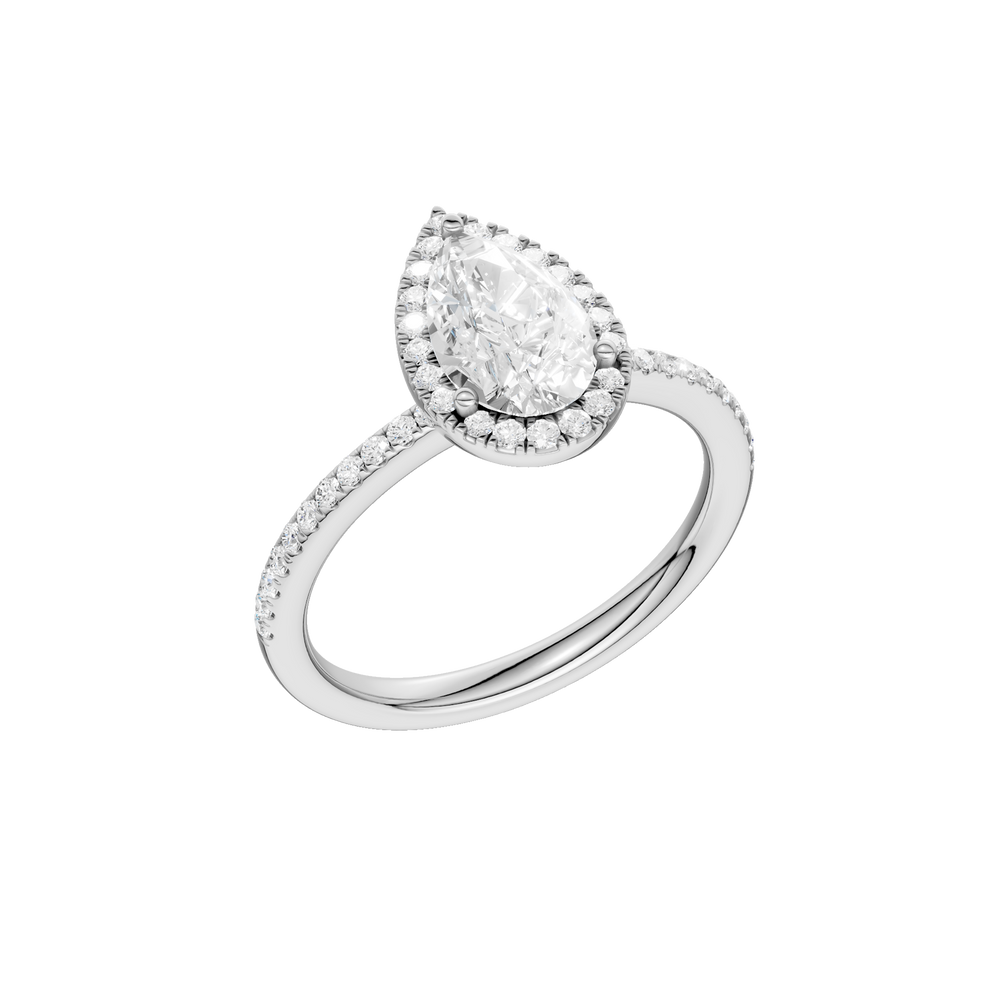 Petite Halo/Peg Head Engagement Ring (Pear) in 14K White Gold – Silvadi Jewelry Aurora CO