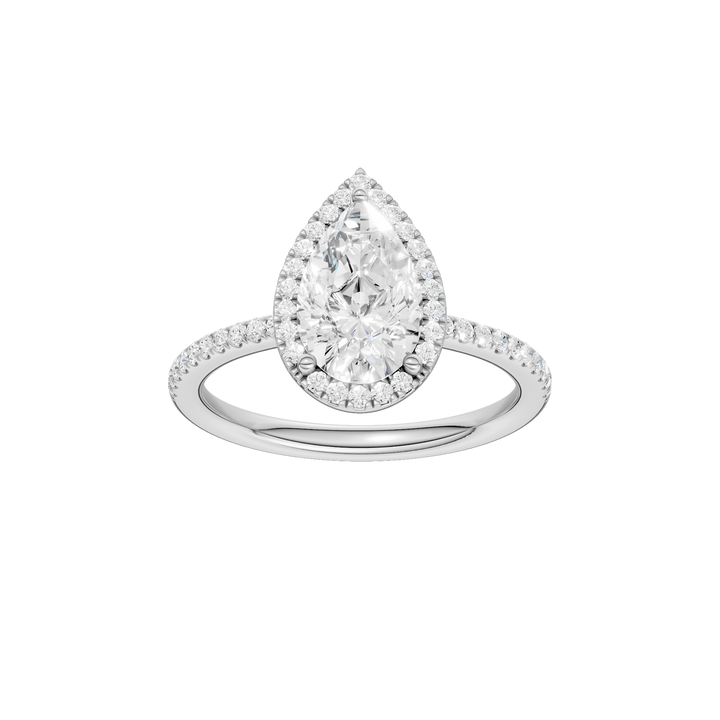 Petite Halo/Peg Head Engagement Ring (Pear) in 14K White Gold – Silvadi Jewelry Aurora CO