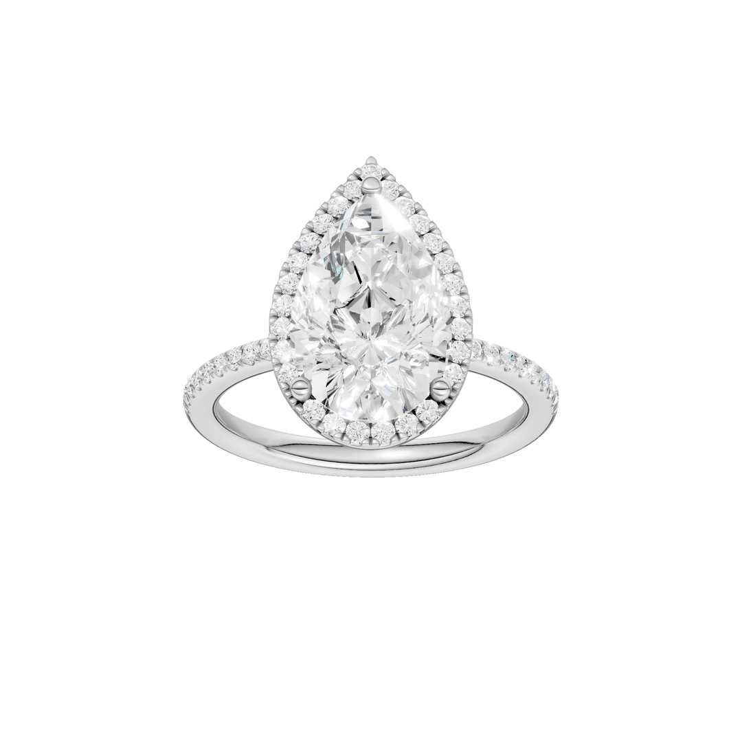 Petite Halo/Peg Head Engagement Ring (Pear) in 14K White Gold – Silvadi Jewelry Aurora CO