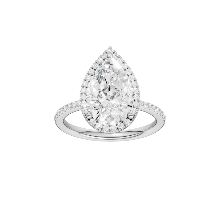 Petite Halo/Peg Head Engagement Ring (Pear) in 14K White Gold – Silvadi Jewelry Aurora CO