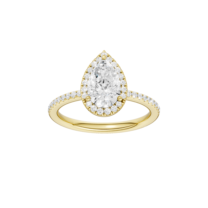 Petite Halo/Peg Head Engagement Ring (Pear) in 14K Yellow Gold – Silvadi Jewelry Aurora CO