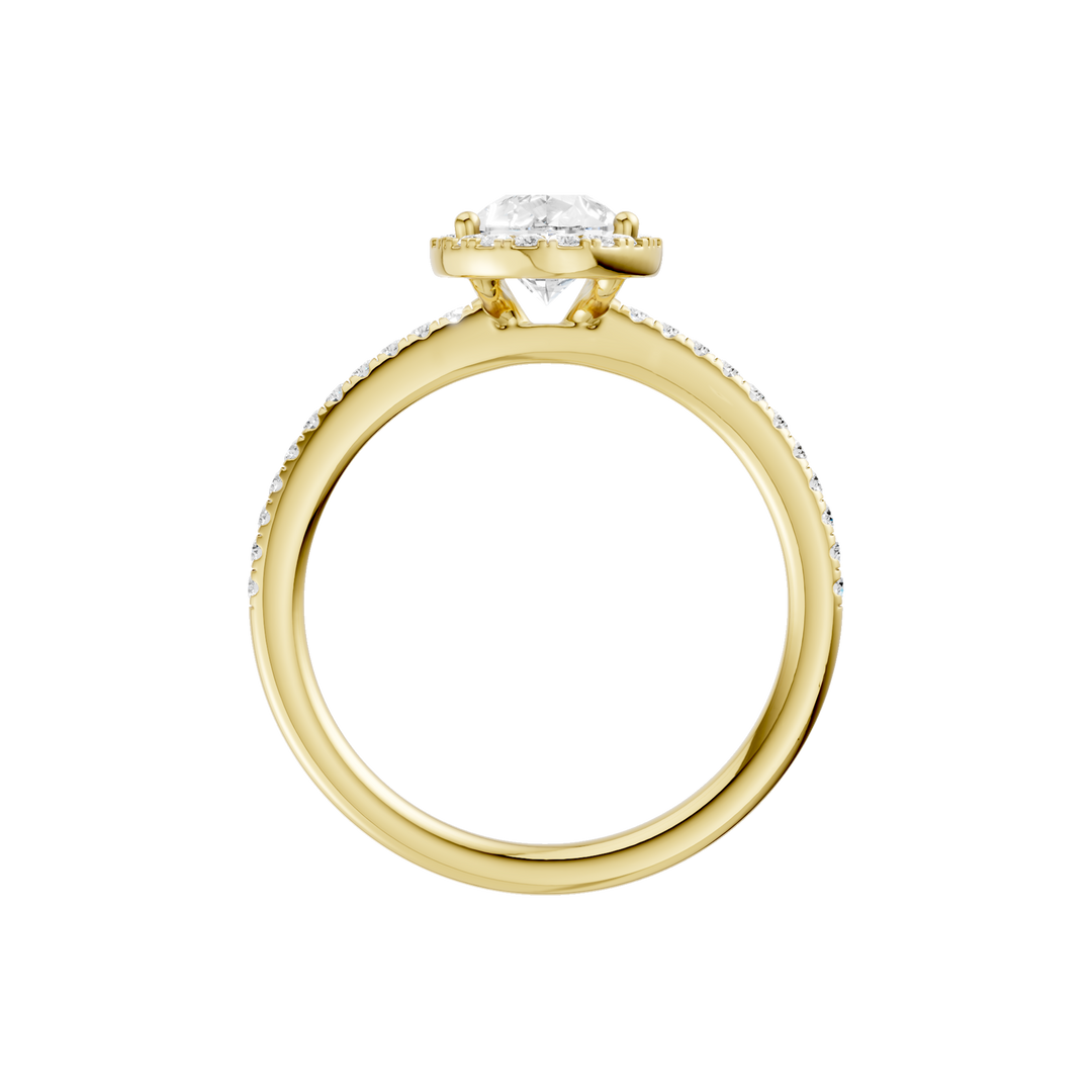 Petite Halo/Peg Head Engagement Ring (Pear) in 14K Yellow Gold – Silvadi Jewelry Aurora CO