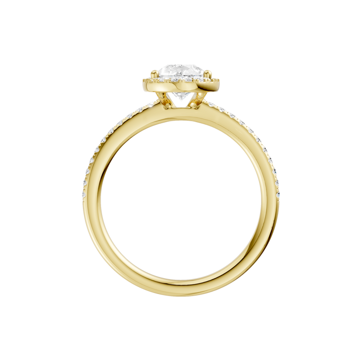 Petite Halo/Peg Head Engagement Ring (Pear) in 14K Yellow Gold – Silvadi Jewelry Aurora CO