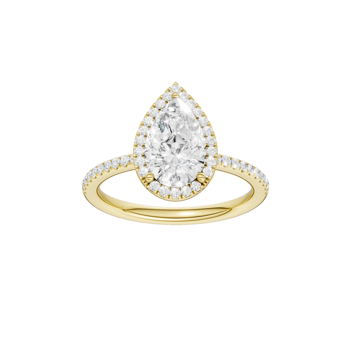 Petite Halo/Peg Head Engagement Ring (Pear) in 14K Yellow Gold – Silvadi Jewelry Aurora CO