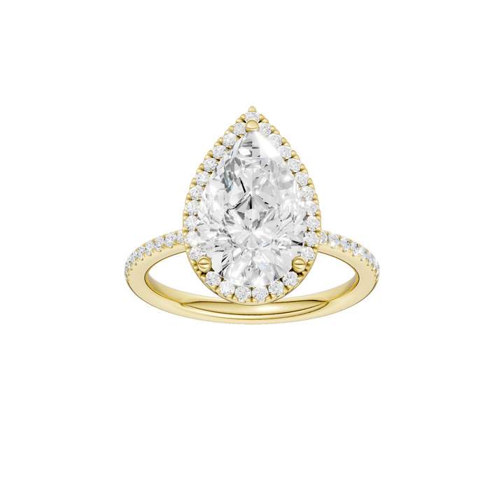 Petite Halo/Peg Head Engagement Ring (Pear) in 14K Yellow Gold – Silvadi Jewelry Aurora CO