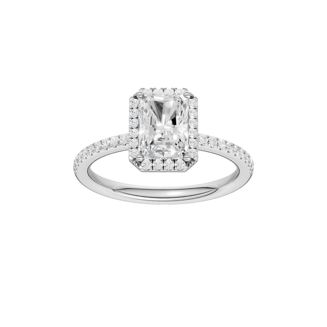 Petite Halo/Peg Head Engagement Ring (Radiant) in 14K White Gold – Silvadi Jewelry Aurora CO