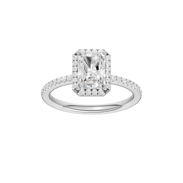 Petite Halo/Peg Head Engagement Ring (Radiant) in 14K White Gold – Silvadi Jewelry Aurora CO