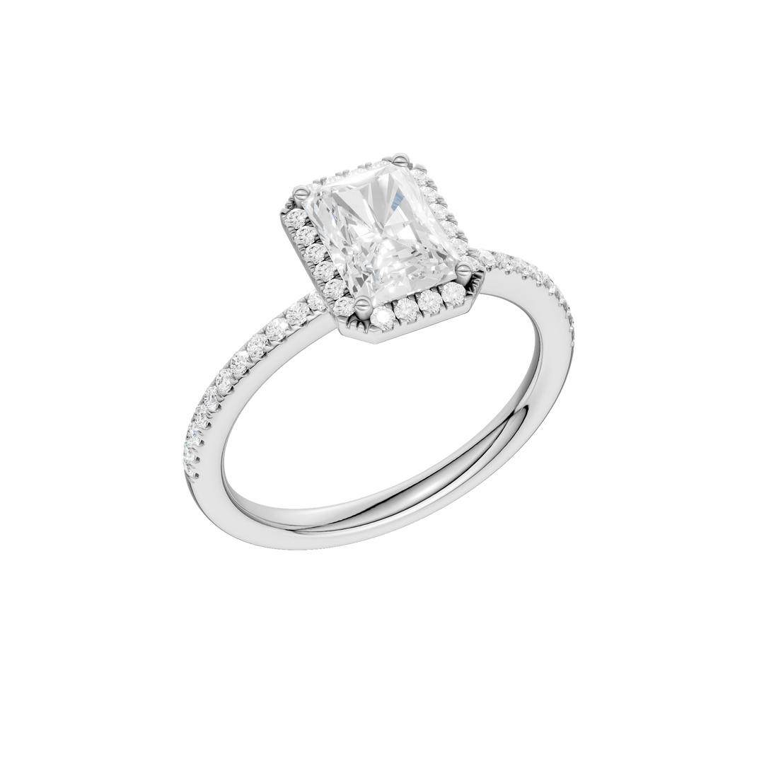 Petite Halo/Peg Head Engagement Ring (Radiant) in 14K White Gold – Silvadi Jewelry Aurora CO