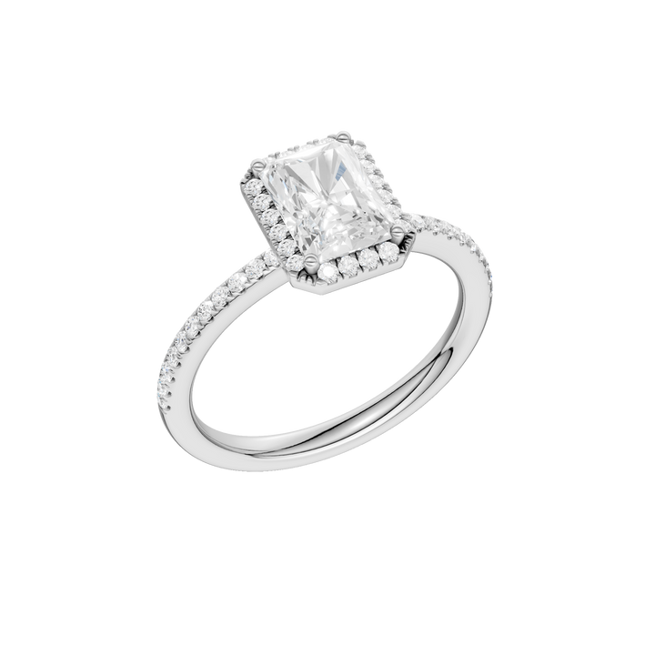 Petite Halo/Peg Head Engagement Ring (Radiant) in 14K White Gold – Silvadi Jewelry Aurora CO