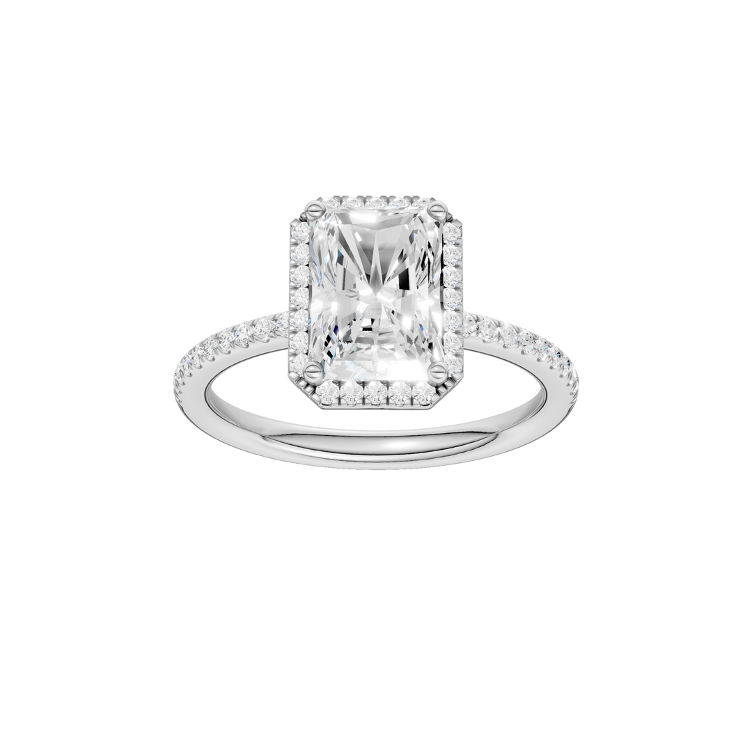 Petite Halo/Peg Head Engagement Ring (Radiant) in 14K White Gold – Silvadi Jewelry Aurora CO