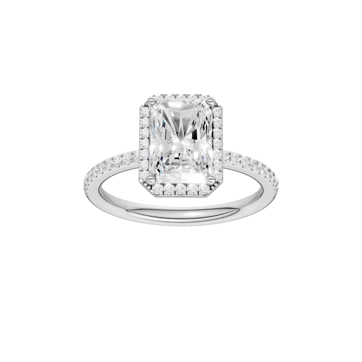 Petite Halo/Peg Head Engagement Ring (Radiant) in 14K White Gold – Silvadi Jewelry Aurora CO