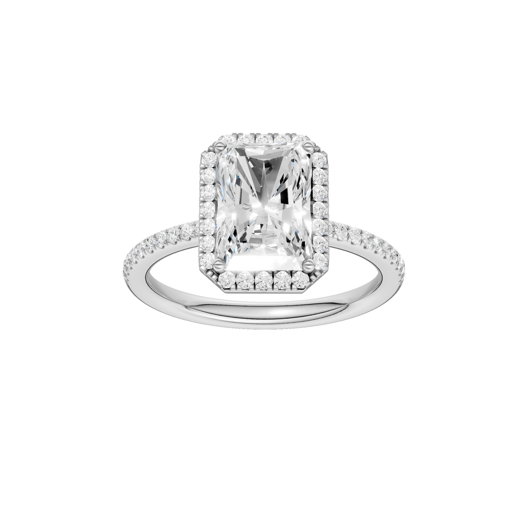 Petite Halo/Peg Head Engagement Ring (Radiant) in 14K White Gold – Silvadi Jewelry Aurora CO