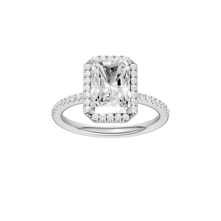 Petite Halo/Peg Head Engagement Ring (Radiant) in 14K White Gold – Silvadi Jewelry Aurora CO