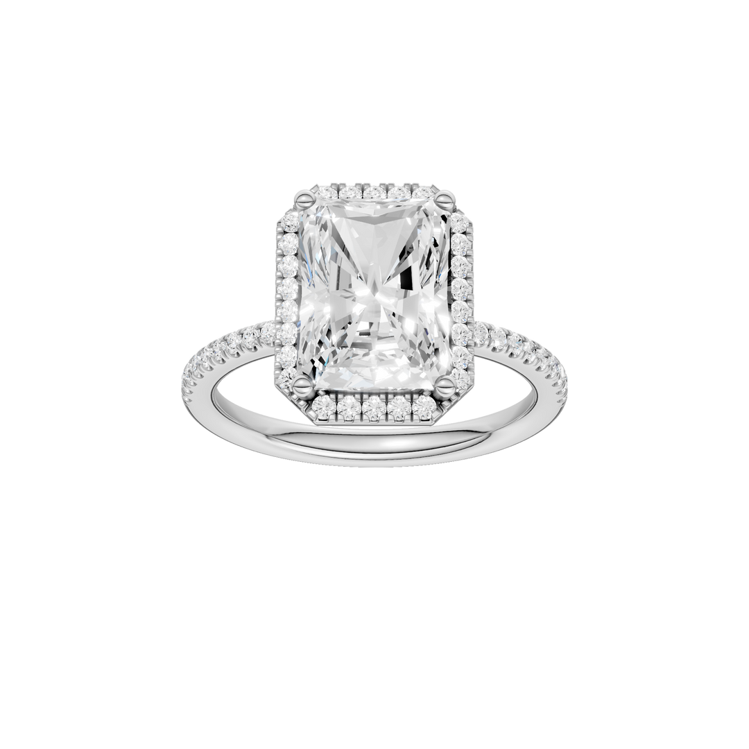 Petite Halo/Peg Head Engagement Ring (Radiant) in 14K White Gold – Silvadi Jewelry Aurora CO