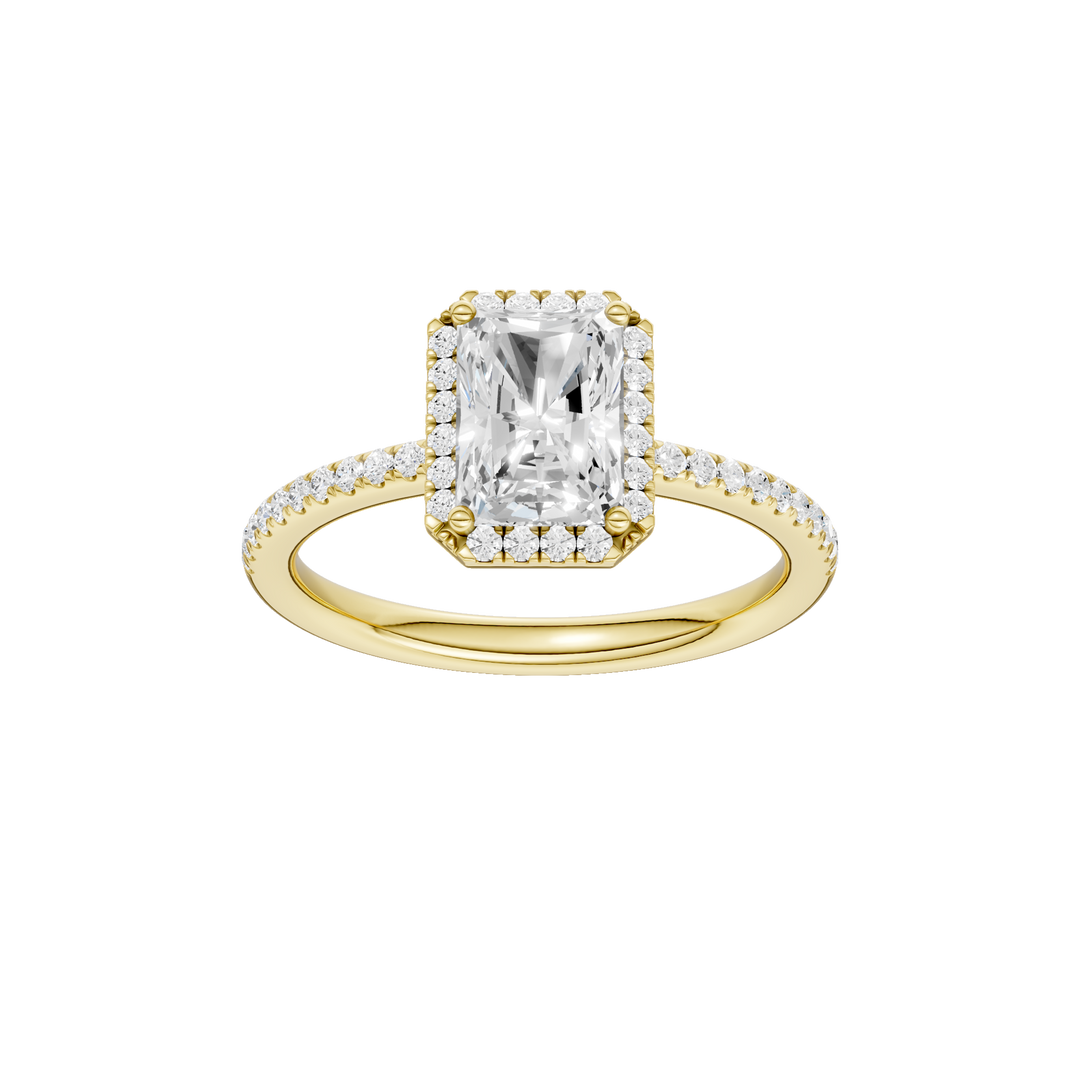 Petite Halo/Peg Head Engagement Ring (Radiant) in 14K Yellow Gold – Silvadi Jewelry Aurora CO