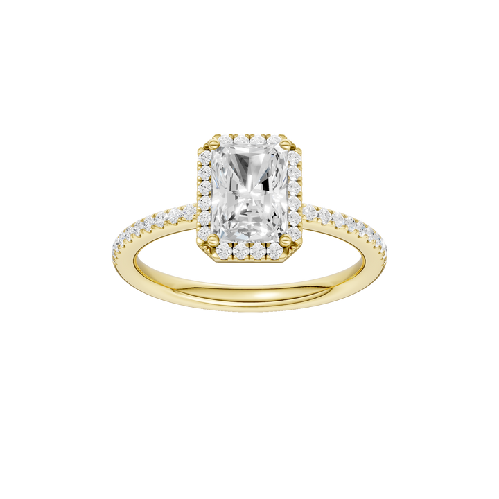 Petite Halo/Peg Head Engagement Ring (Radiant) in 14K Yellow Gold – Silvadi Jewelry Aurora CO