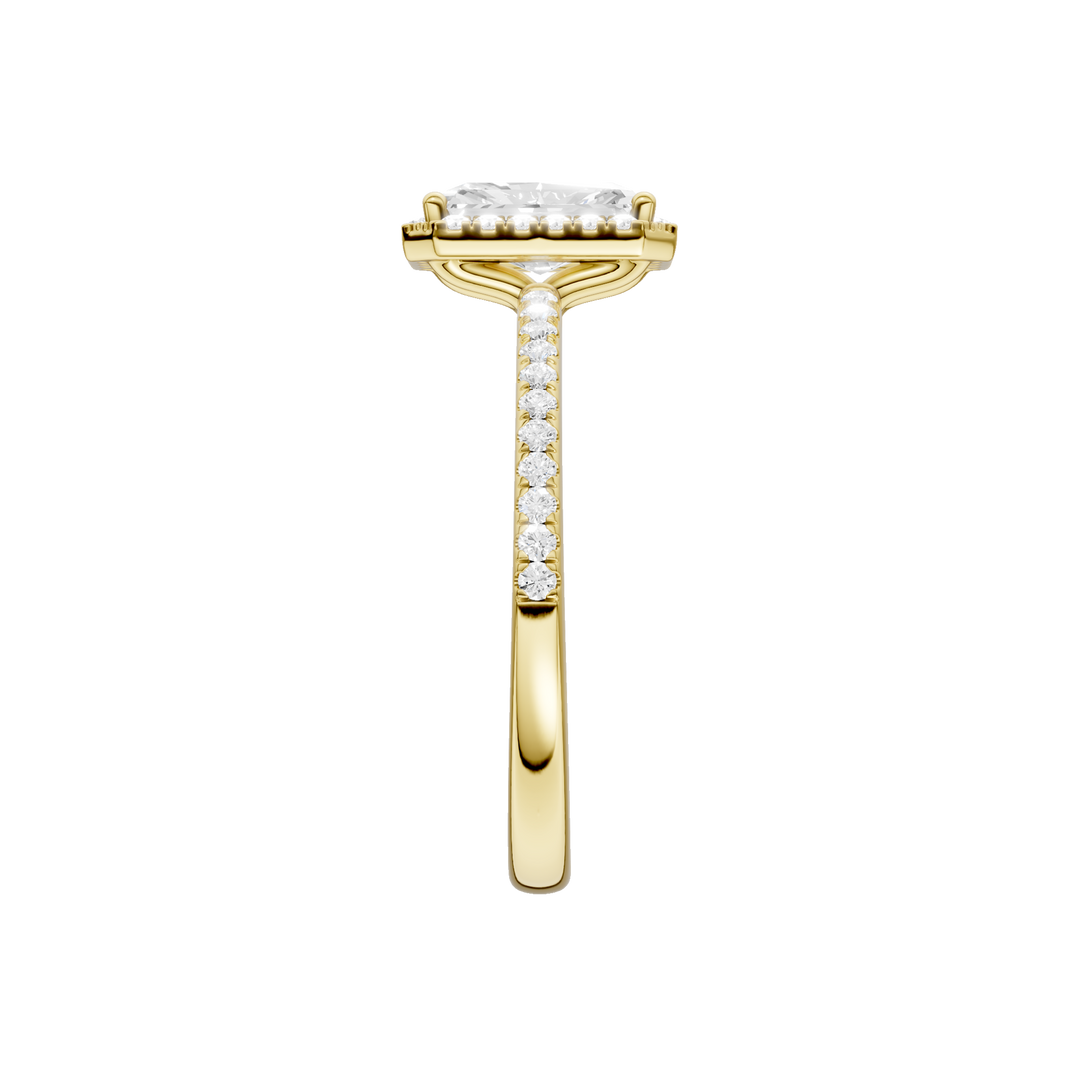 Petite Halo/Peg Head Engagement Ring (Radiant) in 14K Yellow Gold – Silvadi Jewelry Aurora CO