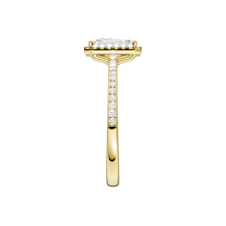 Petite Halo/Peg Head Engagement Ring (Radiant) in 14K Yellow Gold – Silvadi Jewelry Aurora CO