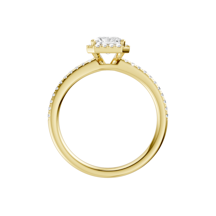 Petite Halo/Peg Head Engagement Ring (Radiant) in 14K Yellow Gold – Silvadi Jewelry Aurora CO