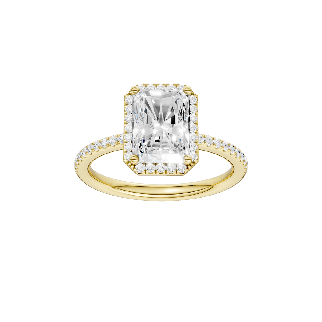 Petite Halo/Peg Head Engagement Ring (Radiant) in 14K Yellow Gold – Silvadi Jewelry Aurora CO