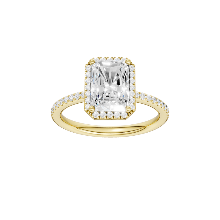 Petite Halo/Peg Head Engagement Ring (Radiant) in 14K Yellow Gold – Silvadi Jewelry Aurora CO