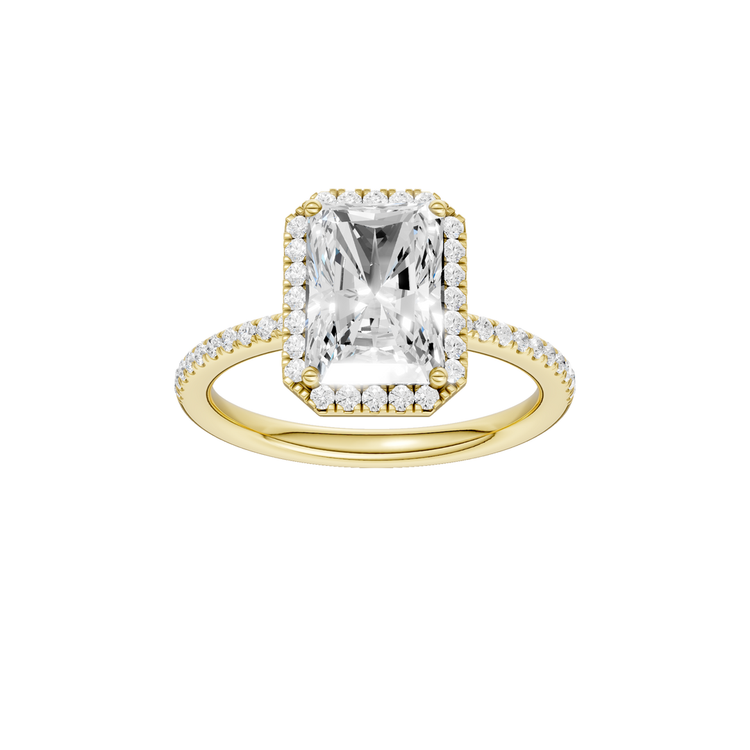 Petite Halo/Peg Head Engagement Ring (Radiant) in 14K Yellow Gold – Silvadi Jewelry Aurora CO