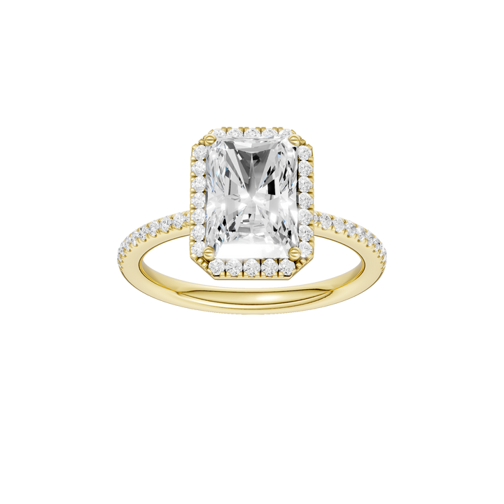 Petite Halo/Peg Head Engagement Ring (Radiant) in 14K Yellow Gold – Silvadi Jewelry Aurora CO