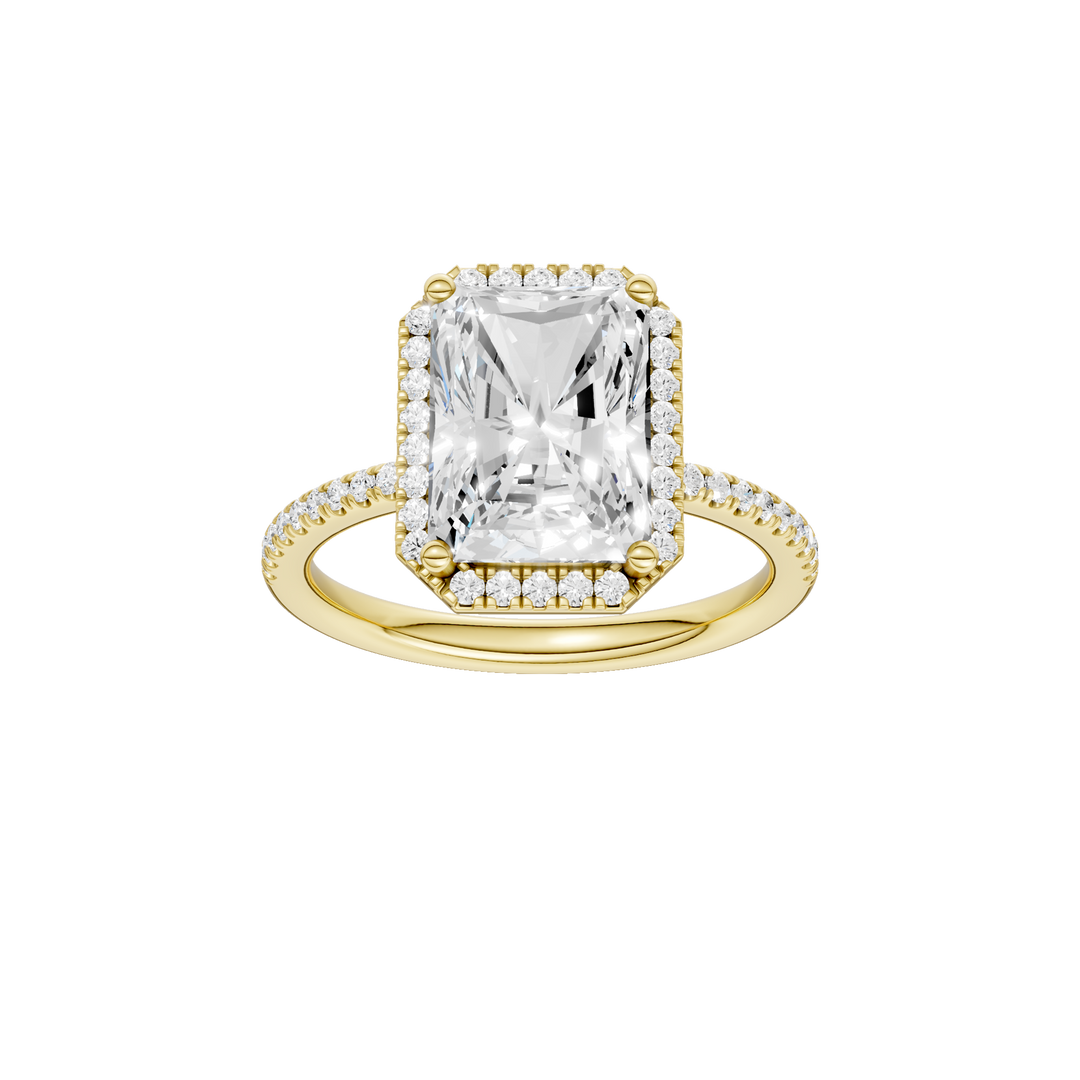 Petite Halo/Peg Head Engagement Ring (Radiant) in 14K Yellow Gold – Silvadi Jewelry Aurora CO