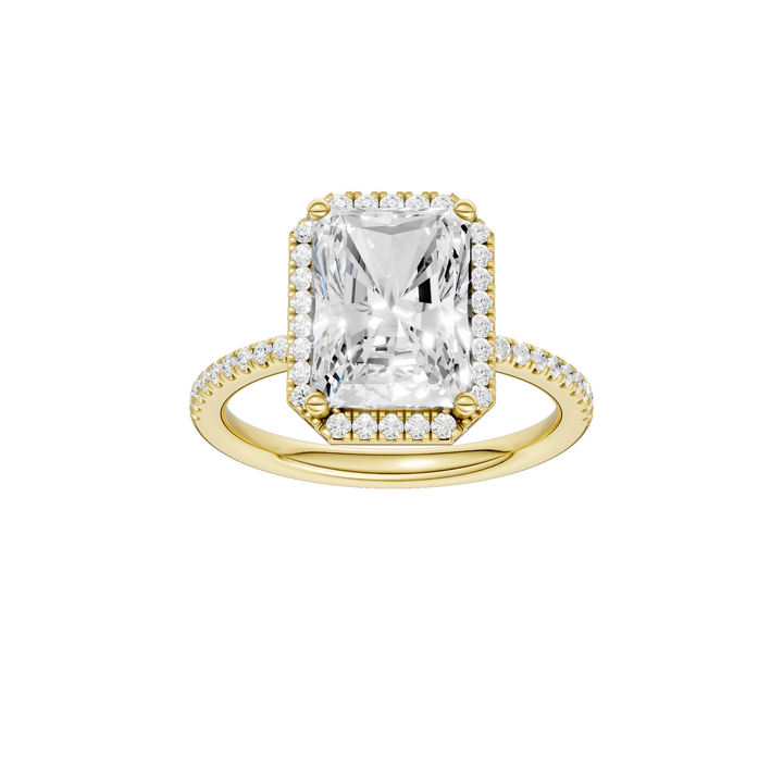 Petite Halo/Peg Head Engagement Ring (Radiant) in 14K Yellow Gold – Silvadi Jewelry Aurora CO