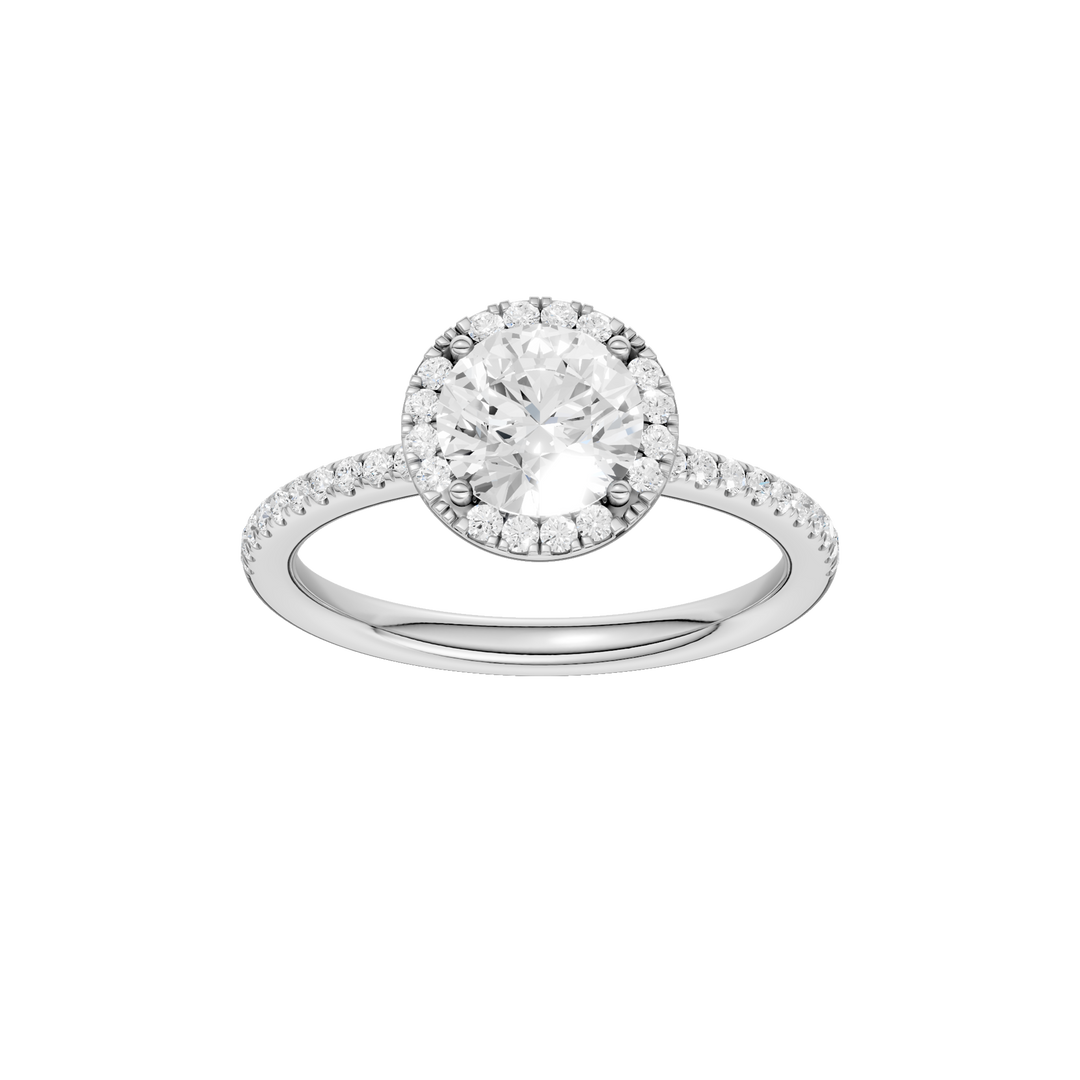 Petite Halo/Peg Head Engagement Ring (Round) in 14K White Gold – Silvadi Jewelry Aurora CO