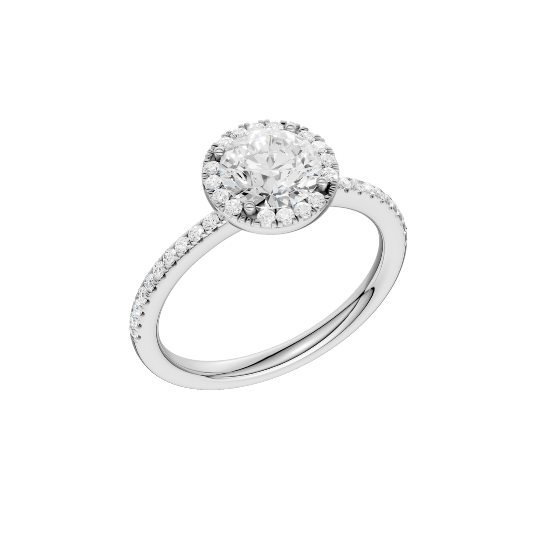Petite Halo/Peg Head Engagement Ring (Round) in 14K White Gold – Silvadi Jewelry Aurora CO
