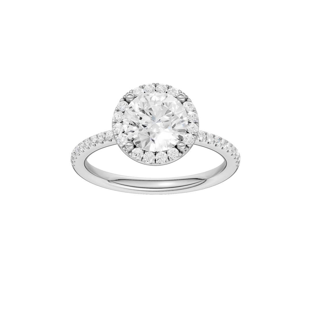 Petite Halo/Peg Head Engagement Ring (Round) in 14K White Gold – Silvadi Jewelry Aurora CO