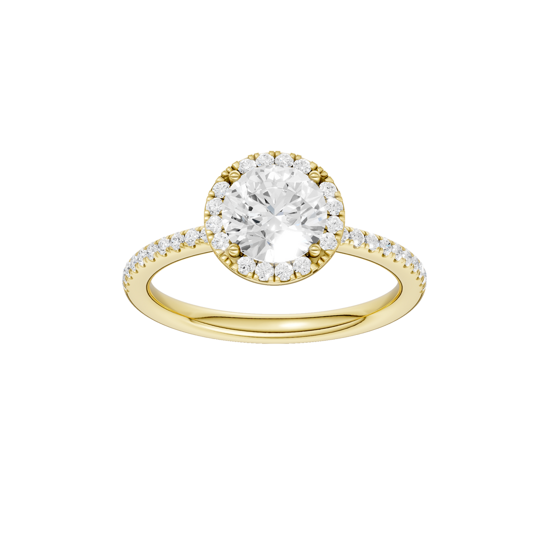 Petite Halo/Peg Head Engagement Ring (Round) in 14K Yellow Gold – Silvadi Jewelry Aurora CO
