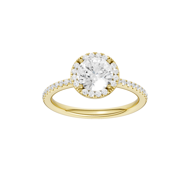 Petite Halo/Peg Head Engagement Ring (Round) in 14K Yellow Gold – Silvadi Jewelry Aurora CO