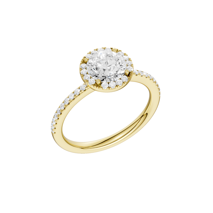 Petite Halo/Peg Head Engagement Ring (Round) in 14K Yellow Gold – Silvadi Jewelry Aurora CO