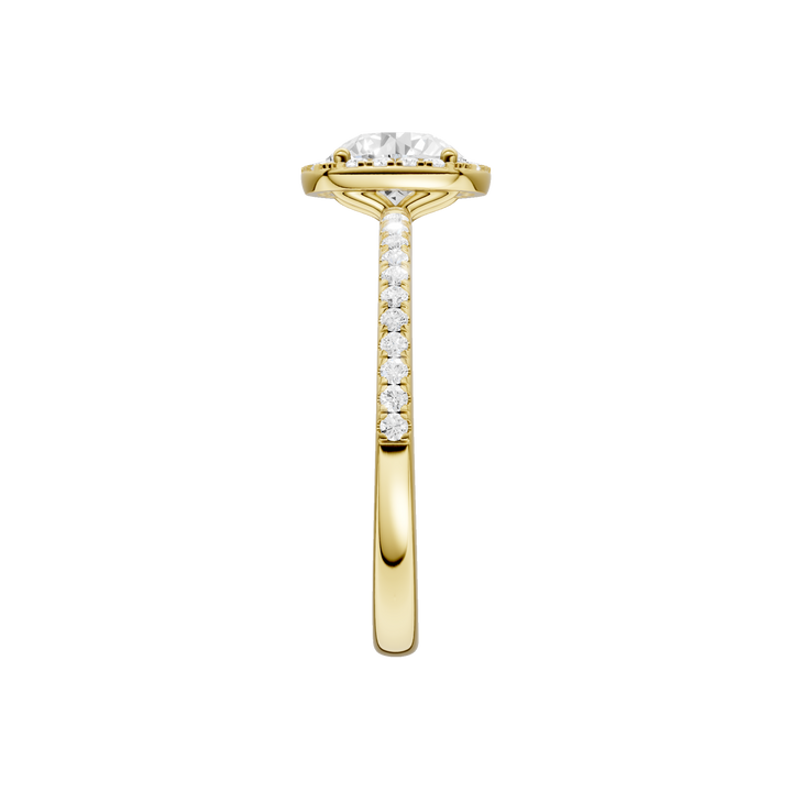 Petite Halo/Peg Head Engagement Ring (Round) in 14K Yellow Gold – Silvadi Jewelry Aurora CO
