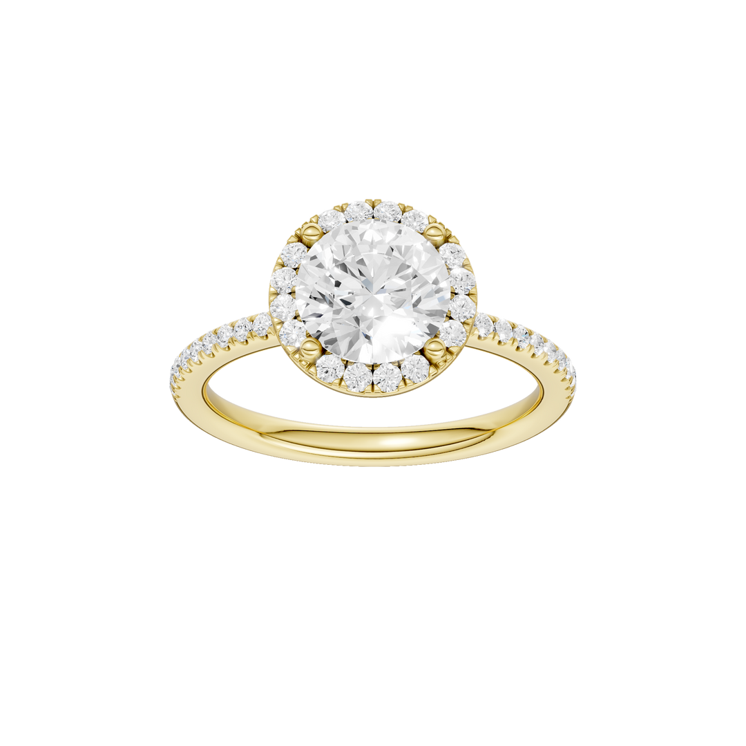 Petite Halo/Peg Head Engagement Ring (Round) in 14K Yellow Gold – Silvadi Jewelry Aurora CO