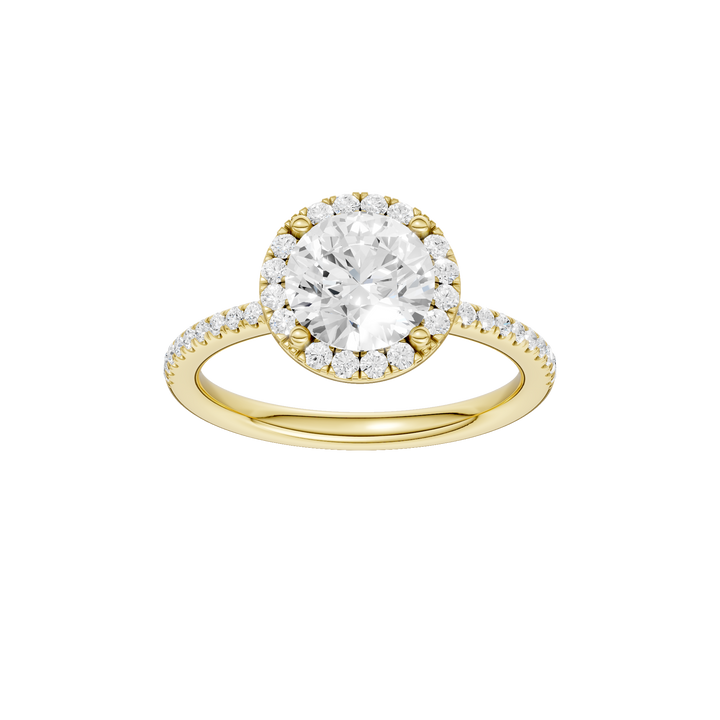 Petite Halo/Peg Head Engagement Ring (Round) in 14K Yellow Gold – Silvadi Jewelry Aurora CO