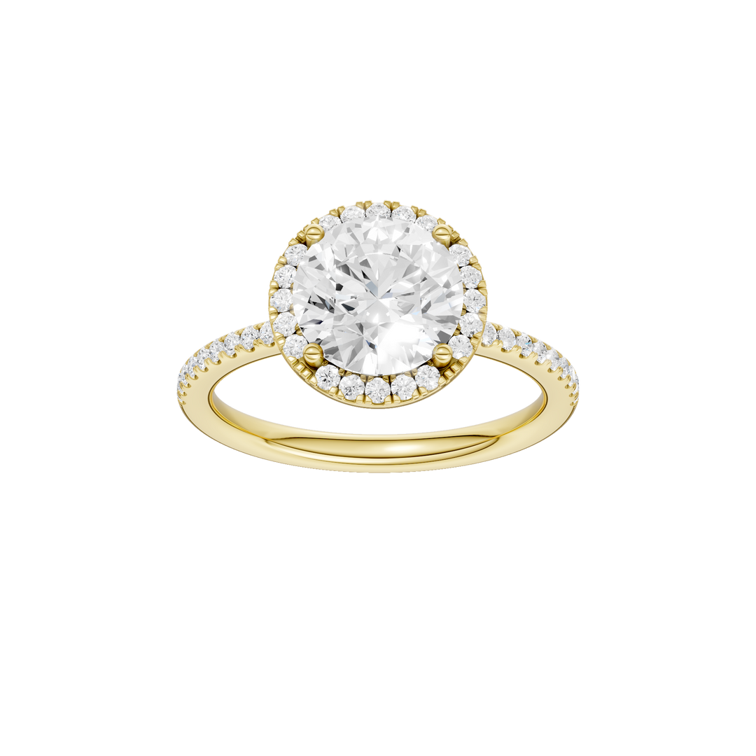 Petite Halo/Peg Head Engagement Ring (Round) in 14K Yellow Gold – Silvadi Jewelry Aurora CO