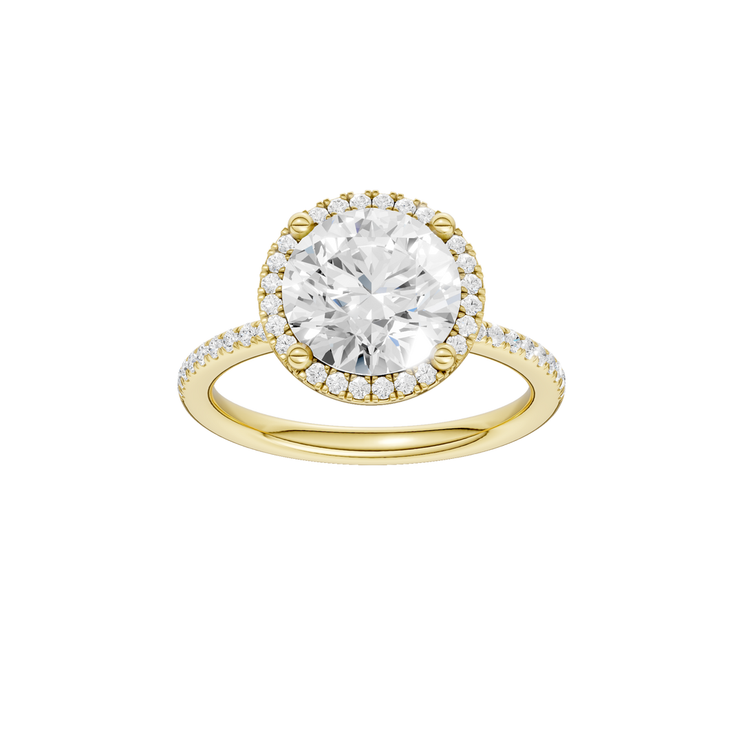 Petite Halo/Peg Head Engagement Ring (Round) in 14K Yellow Gold – Silvadi Jewelry Aurora CO