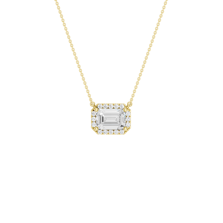 Petite Halo Pendant (Emerald) in 14K Yellow Gold – Silvadi Jewelry Aurora CO