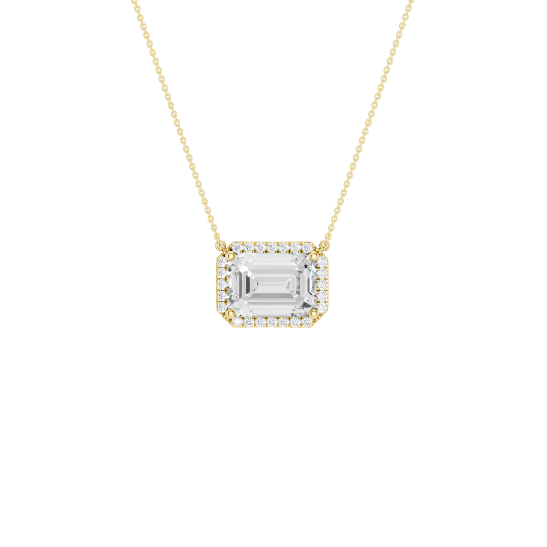 Petite Halo Pendant (Emerald) in 14K Yellow Gold – Silvadi Jewelry Aurora CO