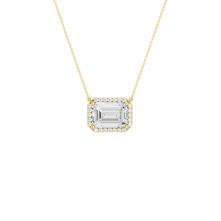 Petite Halo Pendant (Emerald) in 14K Yellow Gold – Silvadi Jewelry Aurora CO