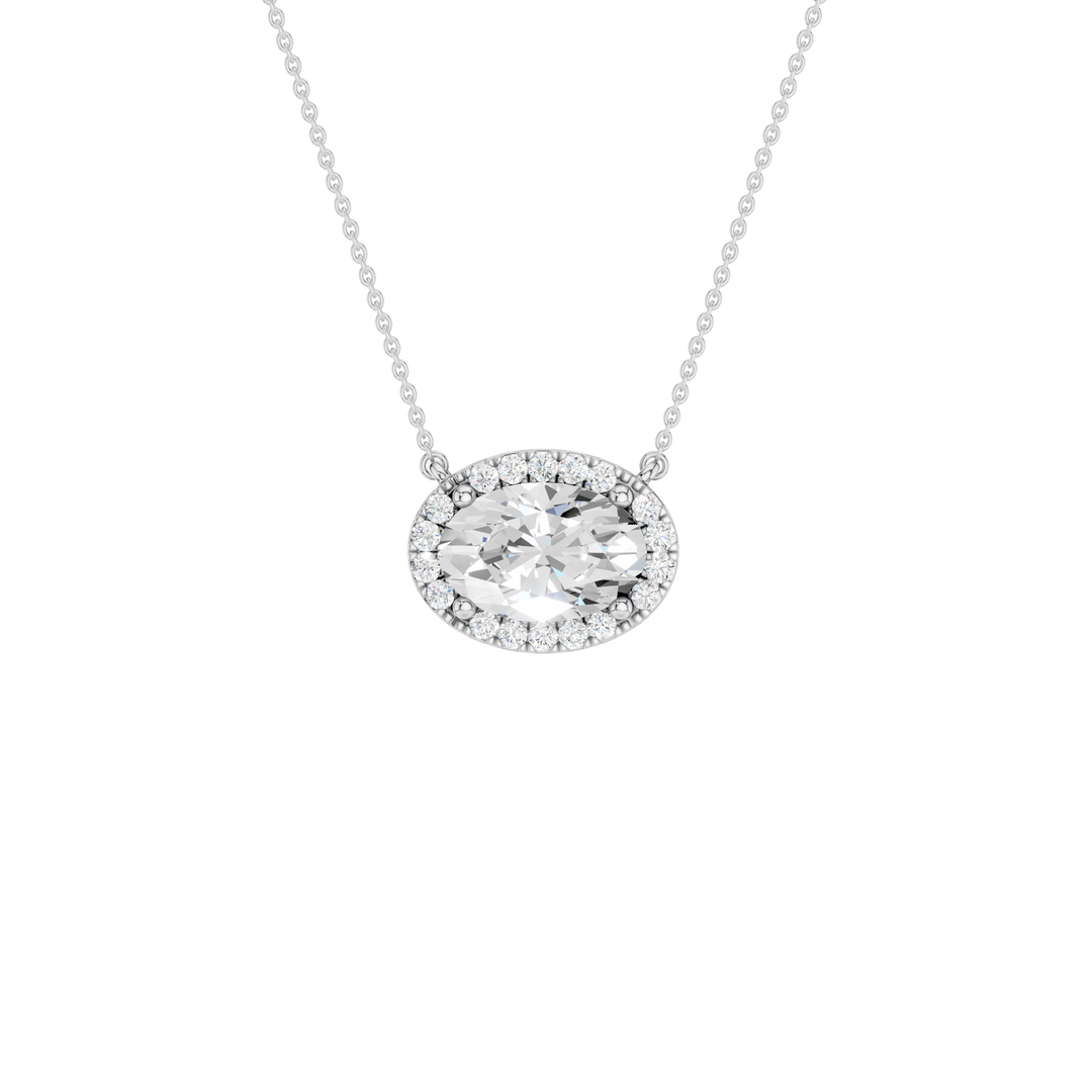 Petite Halo Pendant (Oval) in 14K White Gold – Silvadi Jewelry Aurora CO