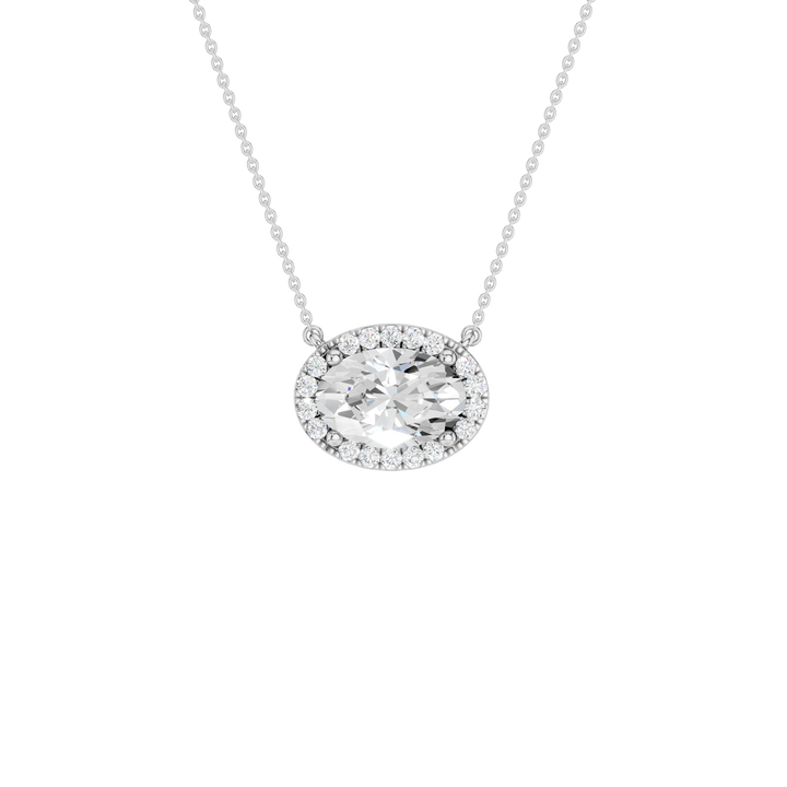 Petite Halo Pendant (Oval) in 14K White Gold – Silvadi Jewelry Aurora CO