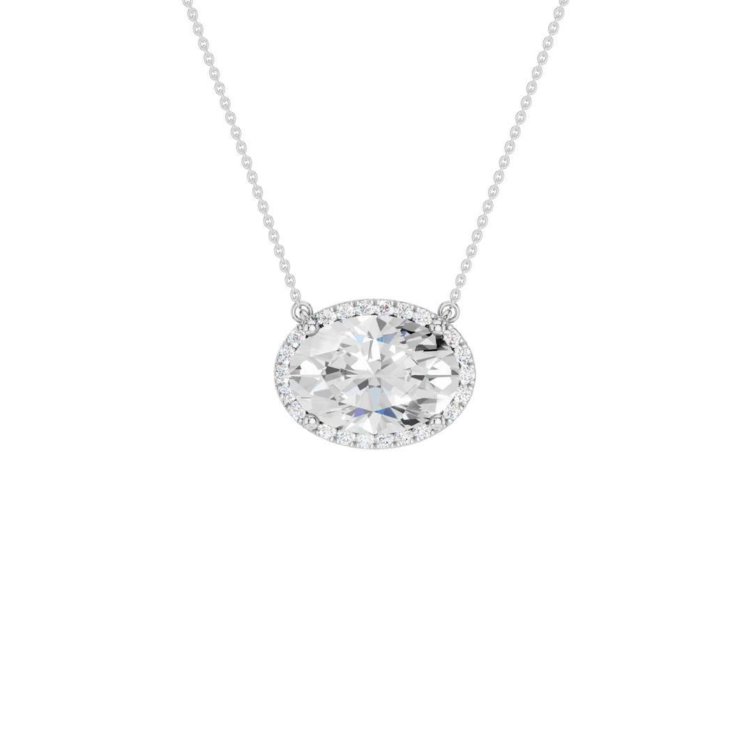 Petite Halo Pendant (Oval) in 14K White Gold – Silvadi Jewelry Aurora CO