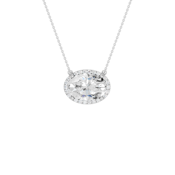 Petite Halo Pendant (Oval) in 14K White Gold – Silvadi Jewelry Aurora CO