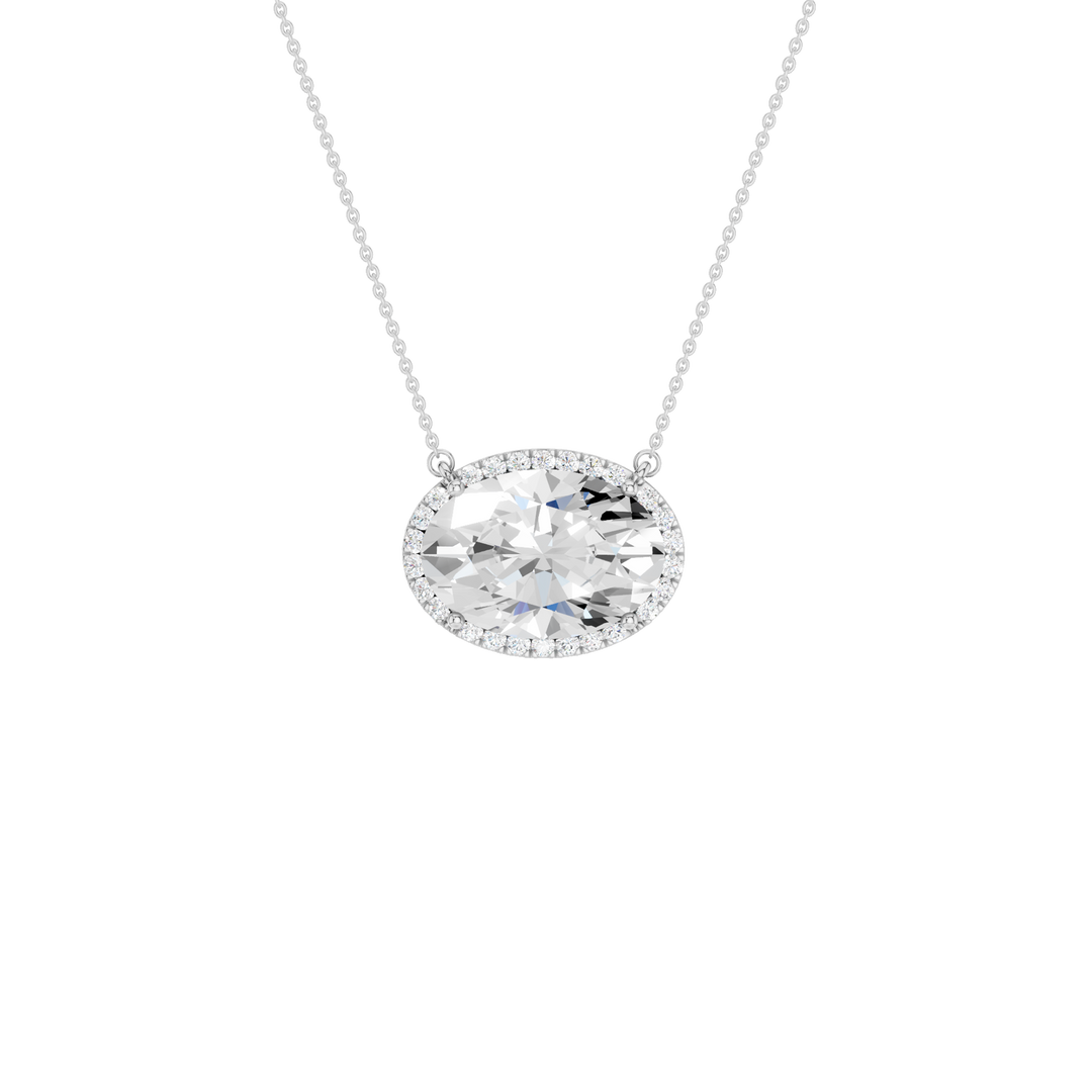 Petite Halo Pendant (Oval) in 14K White Gold – Silvadi Jewelry Aurora CO