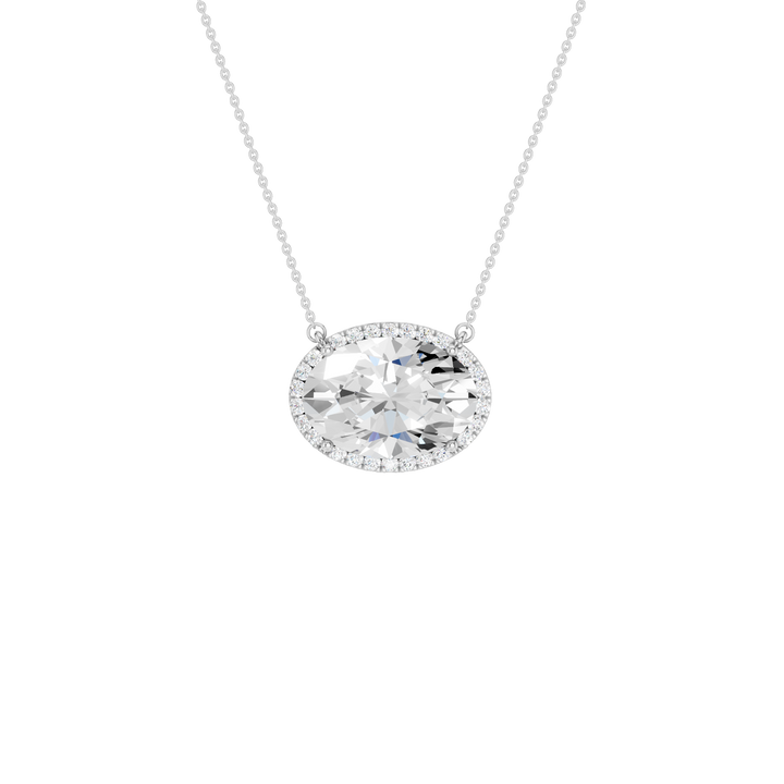 Petite Halo Pendant (Oval) in 14K White Gold – Silvadi Jewelry Aurora CO