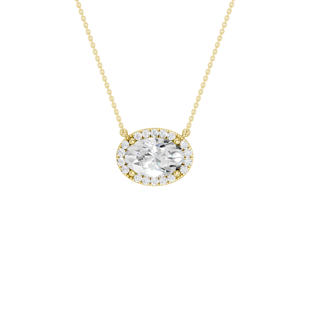 Petite Halo Pendant (Oval) in 14K Yellow Gold – Silvadi Jewelry Aurora CO